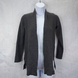 Eileen Fisher Merino Wool Cardigan PP Petite Small Open Sweater Long Sleeve Grey